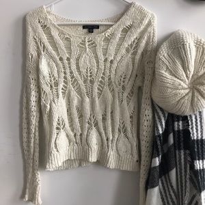 American Eagle Cream Knit Sweater